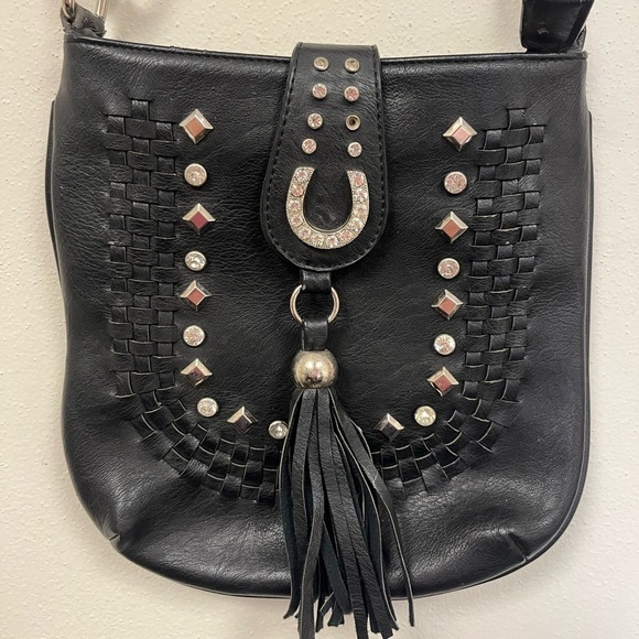 Black Studded Shoulder Bag - Picture 2 of 12